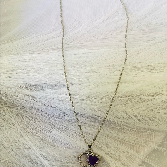 ✨❤️ lady heart Silver black stone pendant necklace fashion - Picture 3 of 5